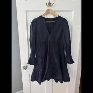 Tuckernuck Pomander Place Navy Blue Cotton Poplin Kenzo Dress NWOT Small S